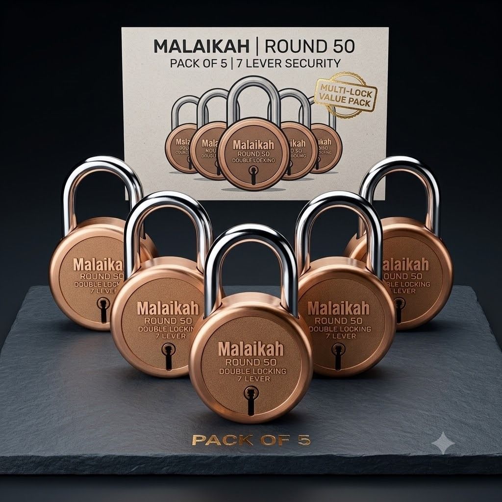 malaikah Strong Built 7 Lever 50mm Round Heavy Duty Gate Lock (Pack of 5) Padlock-picture-40