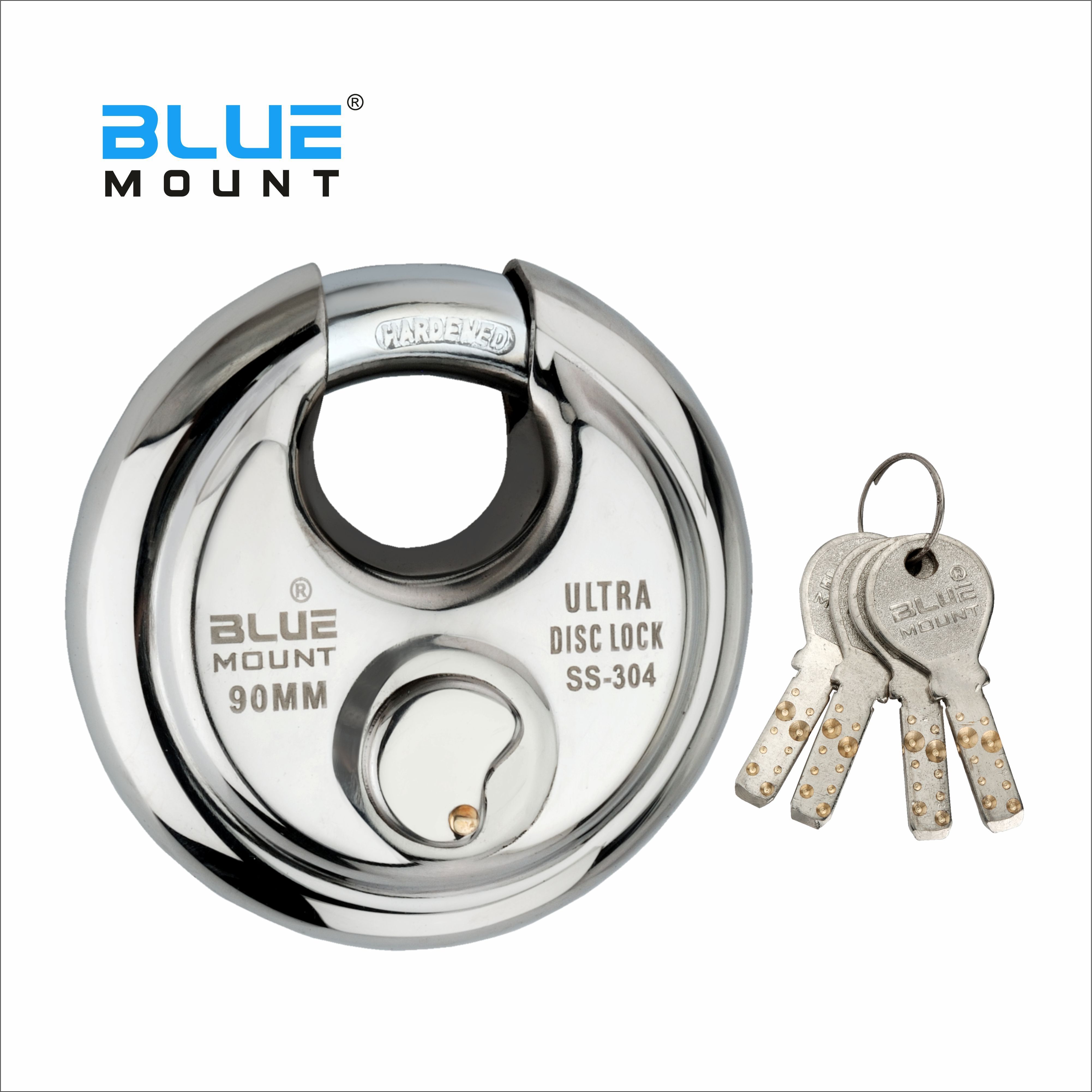 bluemount SHUTTER LOCK,GODOWN LOCK,DOOR LOCK,DISC PAD LOCK ULTRA KEYS 90MM 304 S.S. Padlock-picture-14