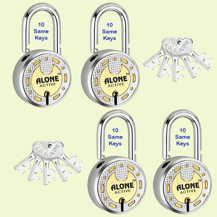 Active Round 65mm Lock for Home Gate Shop & Shutter, 10Same Keys 4 Lock (pack 4) Padlock