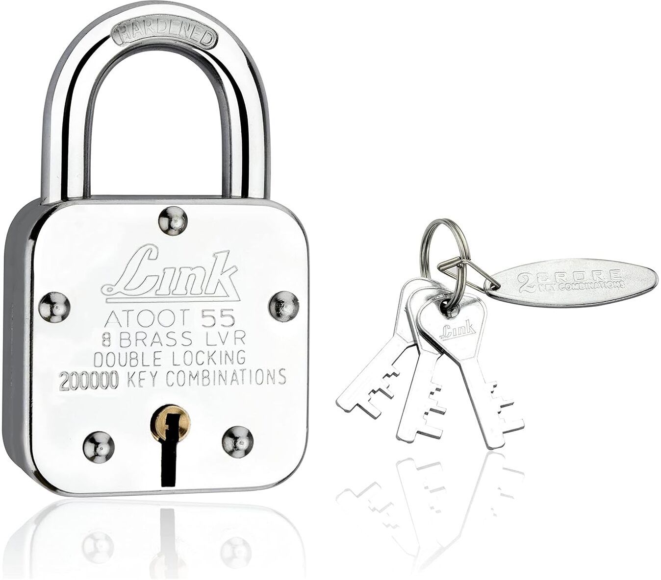 link lock LINK 55MM ATOOT | Hardened Shakle | 3 Keys | 8 Brass Lever | Padlock-picture-18