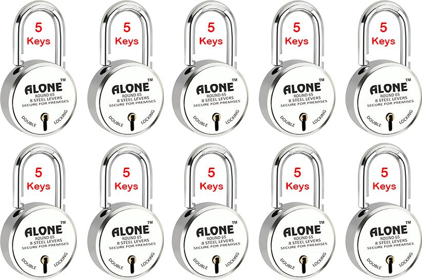 Round 65mm 5 Keys Each Long Neck 10 Padlocks for home door gate shutter shop Padlock-image-26