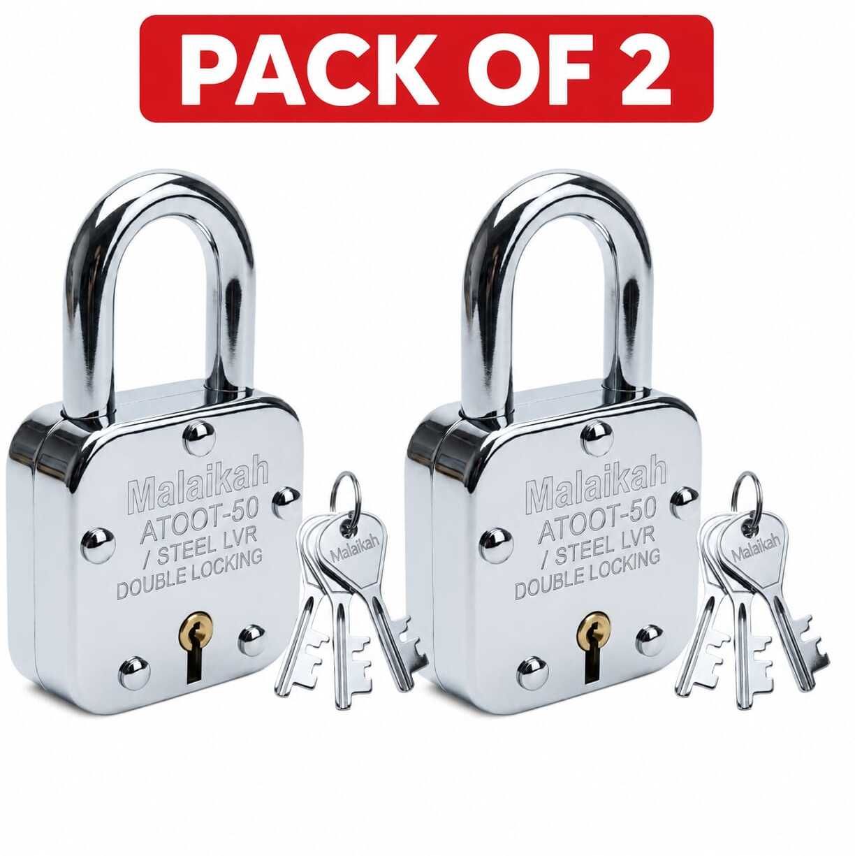malaikah ATOOT-50 Ultra Safety Steel Lever Double Locking Home Security (Pack of 2) Padlock-picture-28