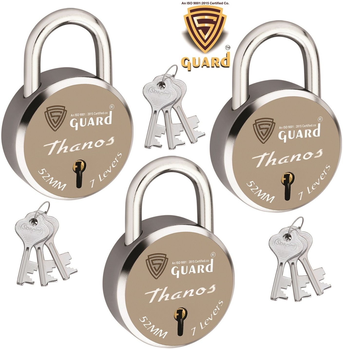 Door lock for home-52MM-7 Levers, Double Locking, Thanos-Laser Print Design-3 Padlock-image-16
