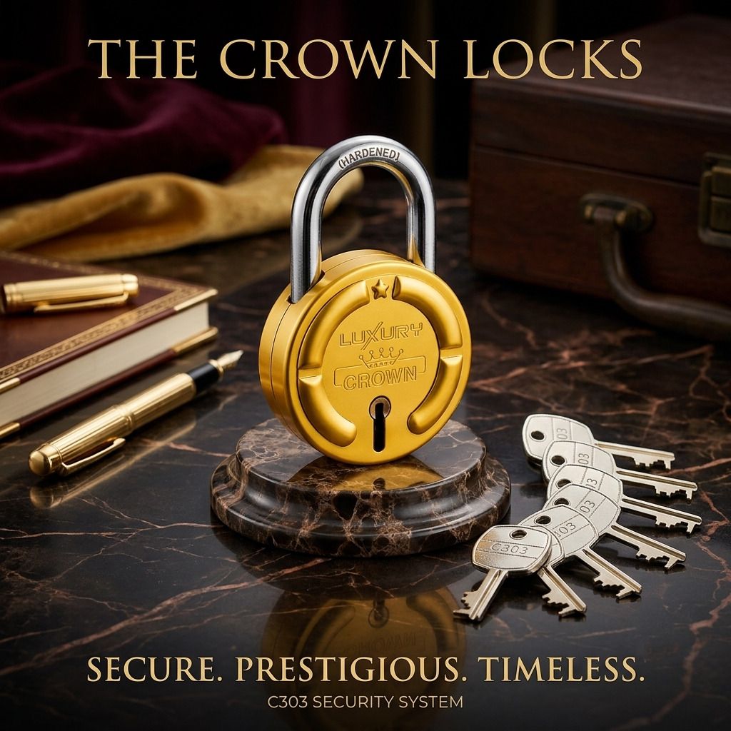 onepro Luxury Crown 66MM Round Padlock with 6 Keys 9 Lever Double Locking Padlock-picture-41