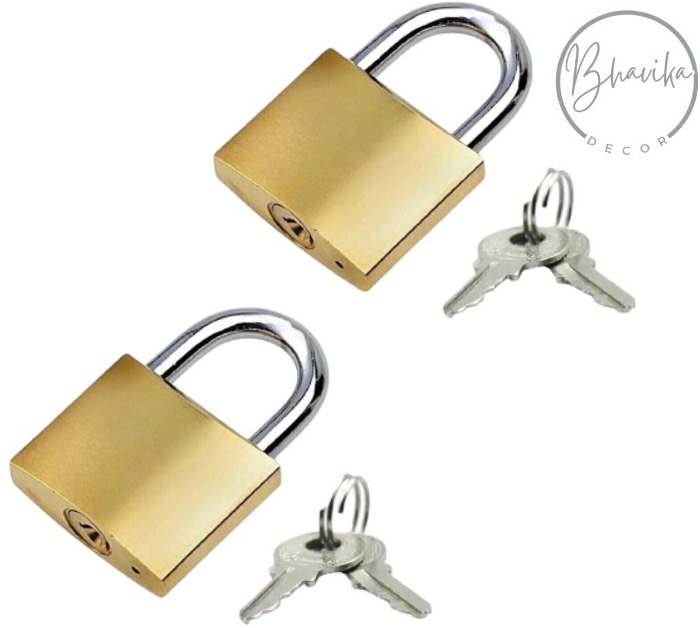 bhavikadecor Premium Solid Imitation 20 mm Copper Mini Lock with 2 Additional keys - 2 Pcs Lock-picture-31