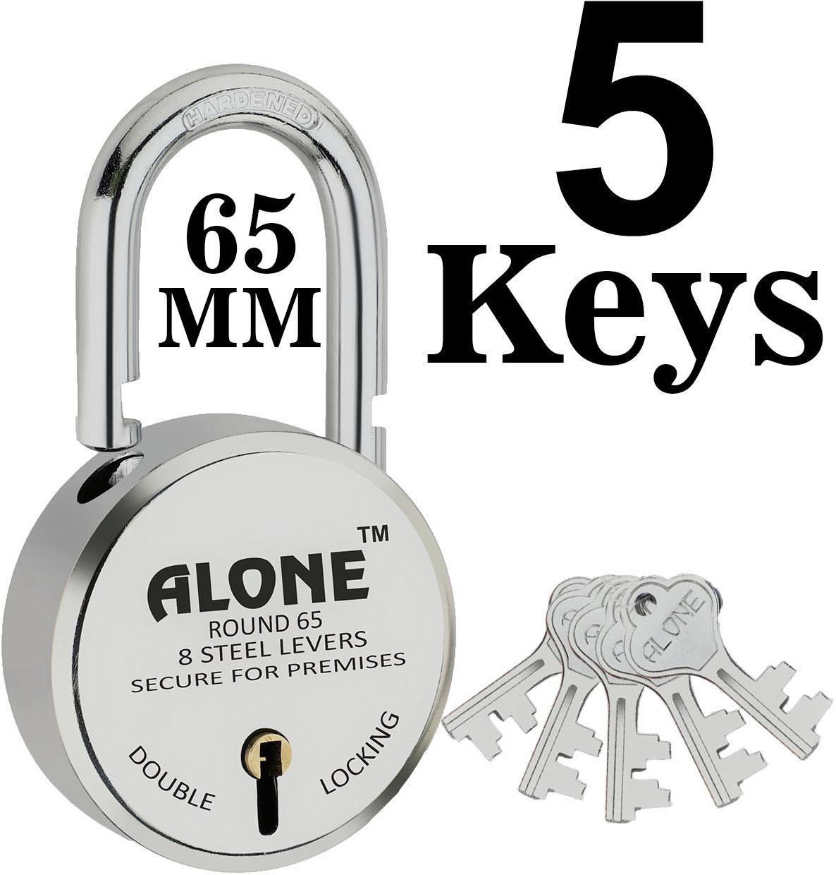 Alone Round 65mm 5 Keys Lock for Home Gate, 8 Levers Double Locking Padlock-image-38