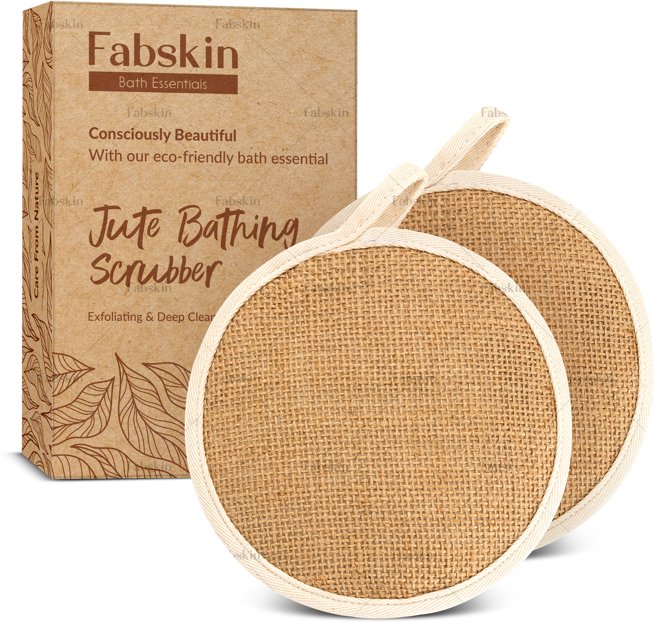 Fabskin Loofah Jute Body Scrubber For Bathing, Bath Scrub, Pack of 2