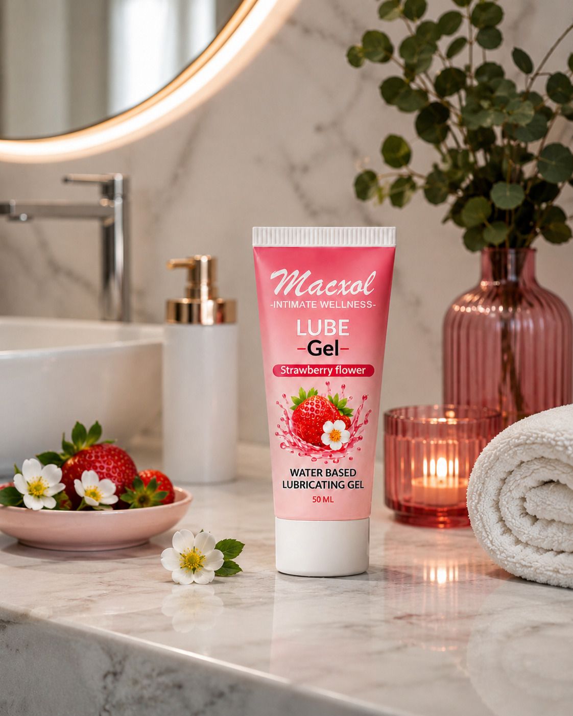 macxol Water Based Lubricating Lube Gel Strawberry Flower Lubricant-picture-19