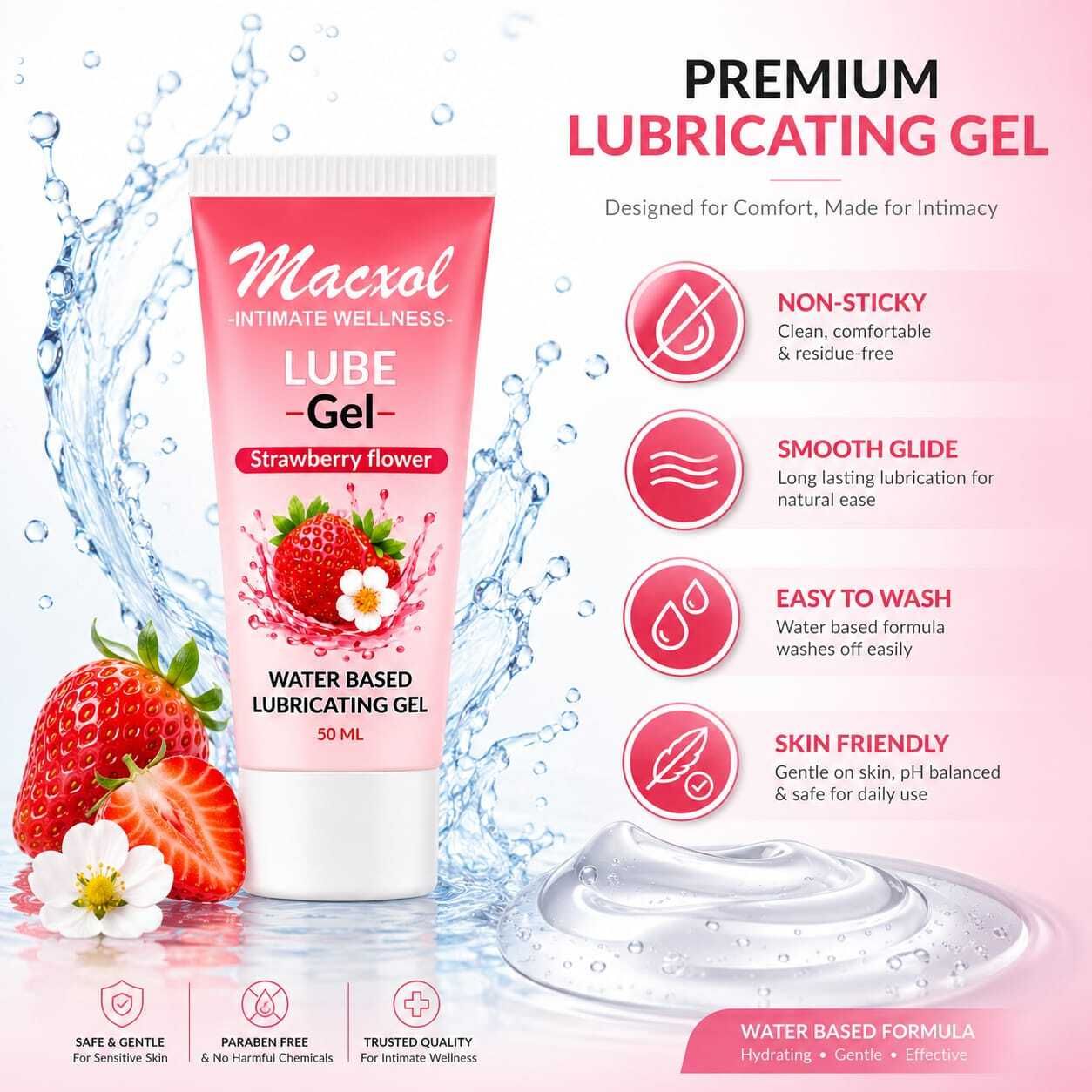 macxol Strawberry Flower Water Based Lubricating Gel For Couple Use Lubricant-picture-22
