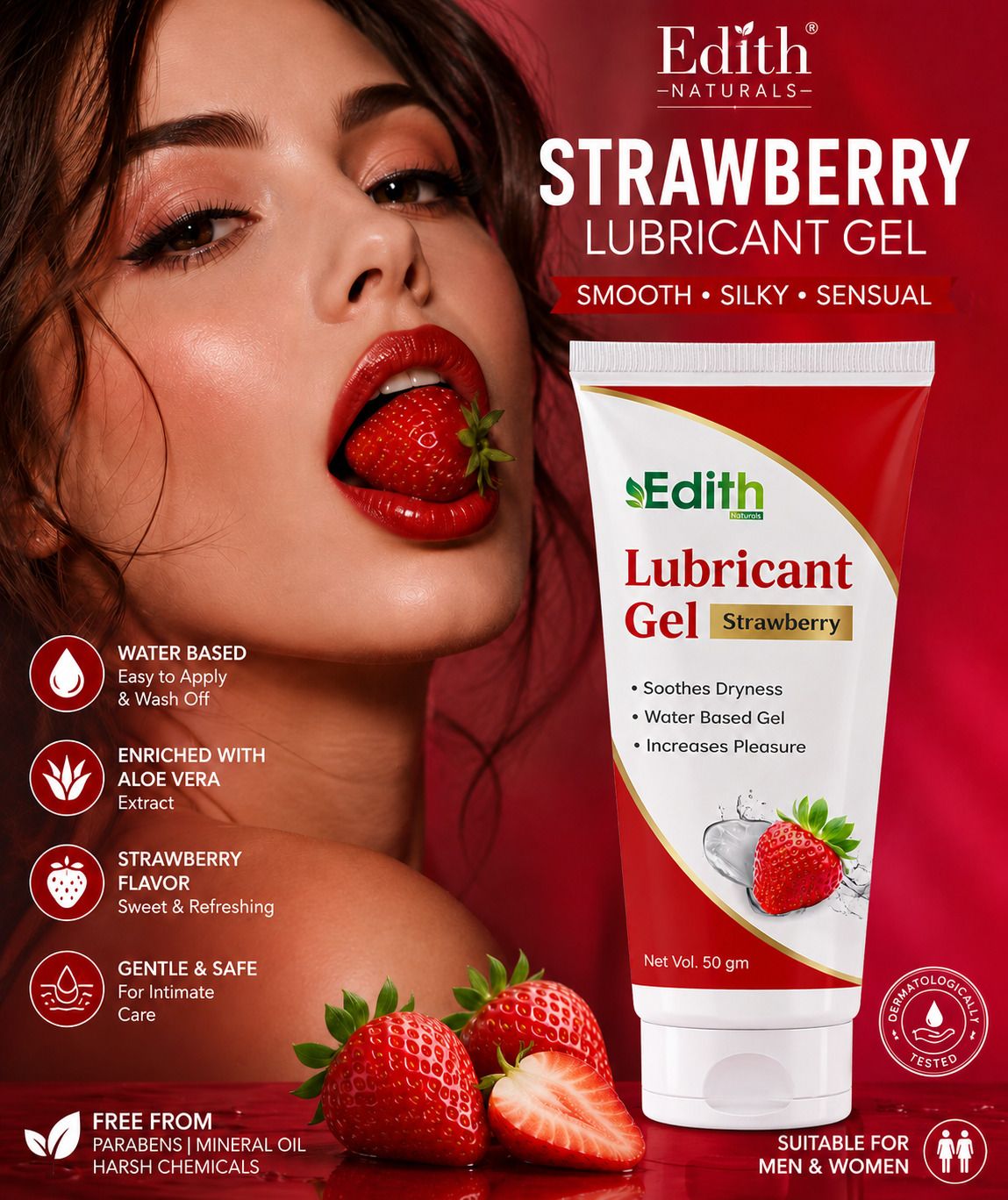 edith naturals Strawberry Flavoured Intimate Lube & Massage Gel Lubricant-picture-22