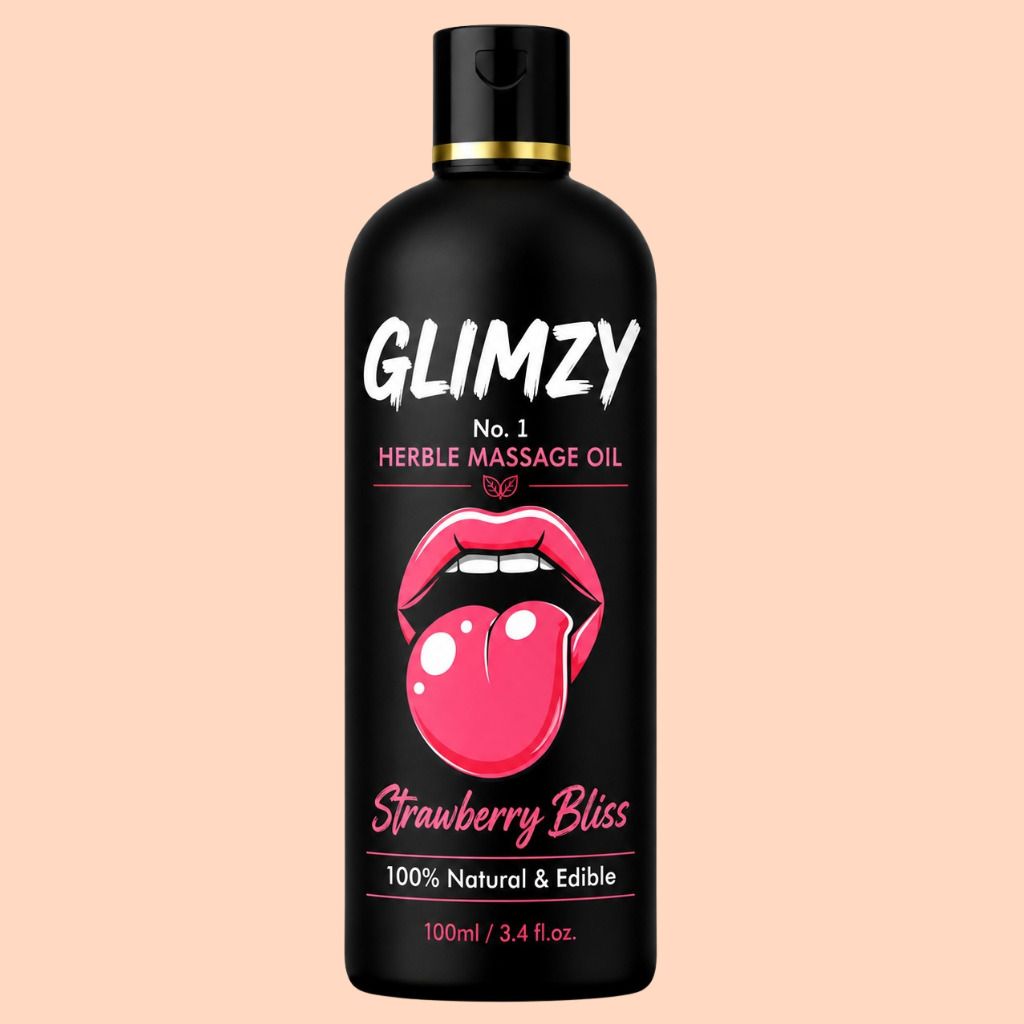glimzy Strawberry Bliss Natural Herbal Body Oil | Edible Formula | Skin Smoothening Lubricant-picture-24