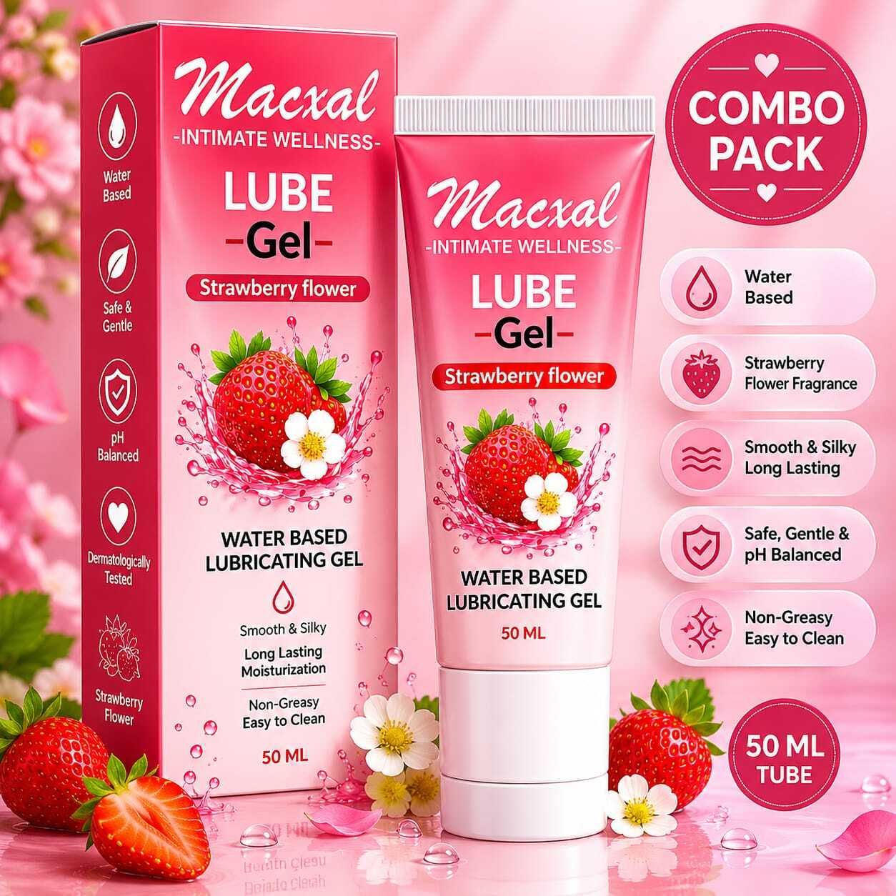macxol Water Based Strawberry Flower Intimate Lubricating Gel for Couples Lubricant-picture-41