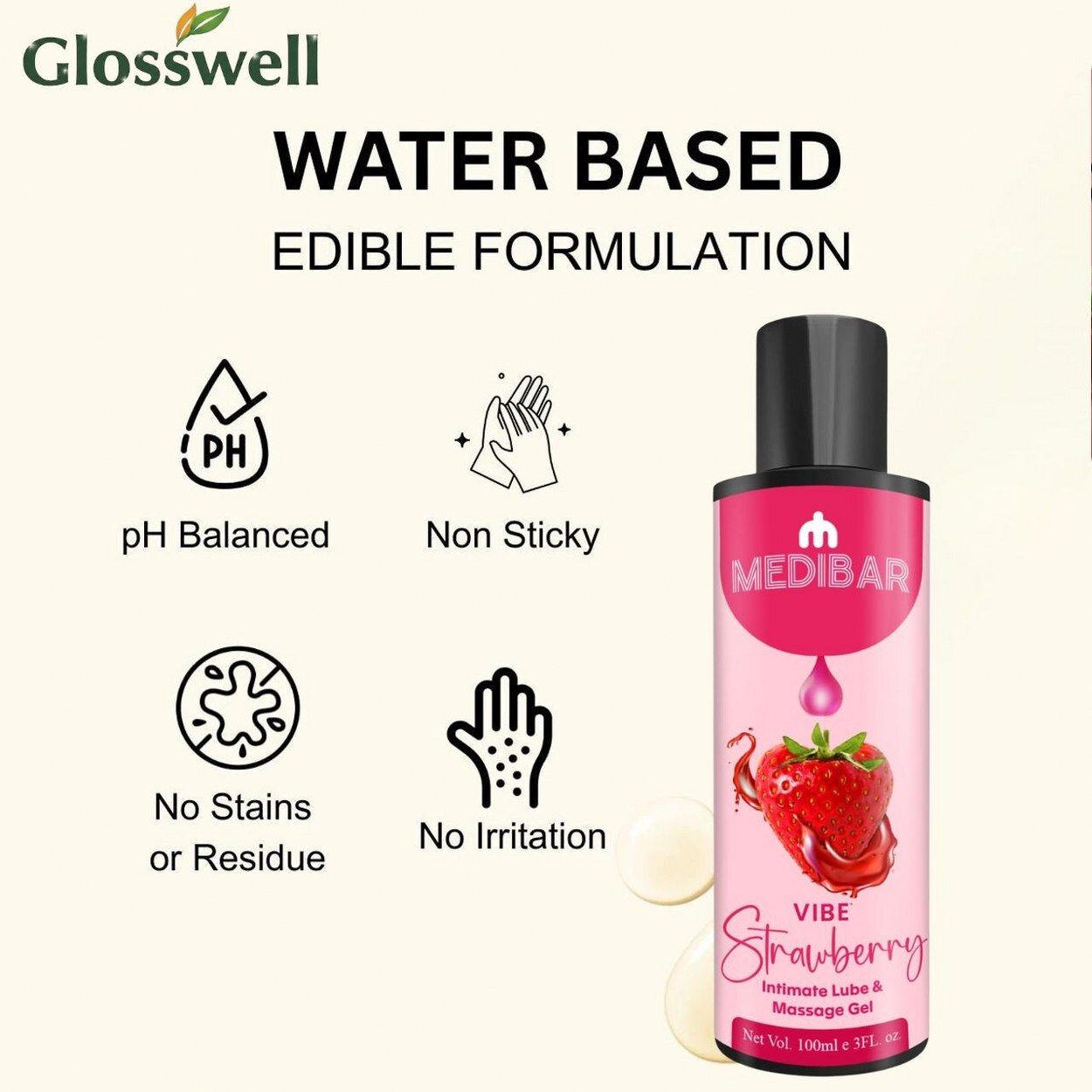 glosswell Water Based Strawberry Massage & Lubrication Gel with Easy Apply Smooth Texture Lubricant-picture-40