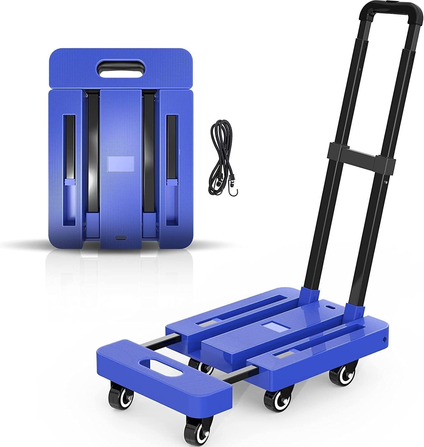 dreamshop Folding Hand Trolley Cart With 6 Wheels, Adjustable Handle I Load 150kg Portable Luggage Trolley-picture-16