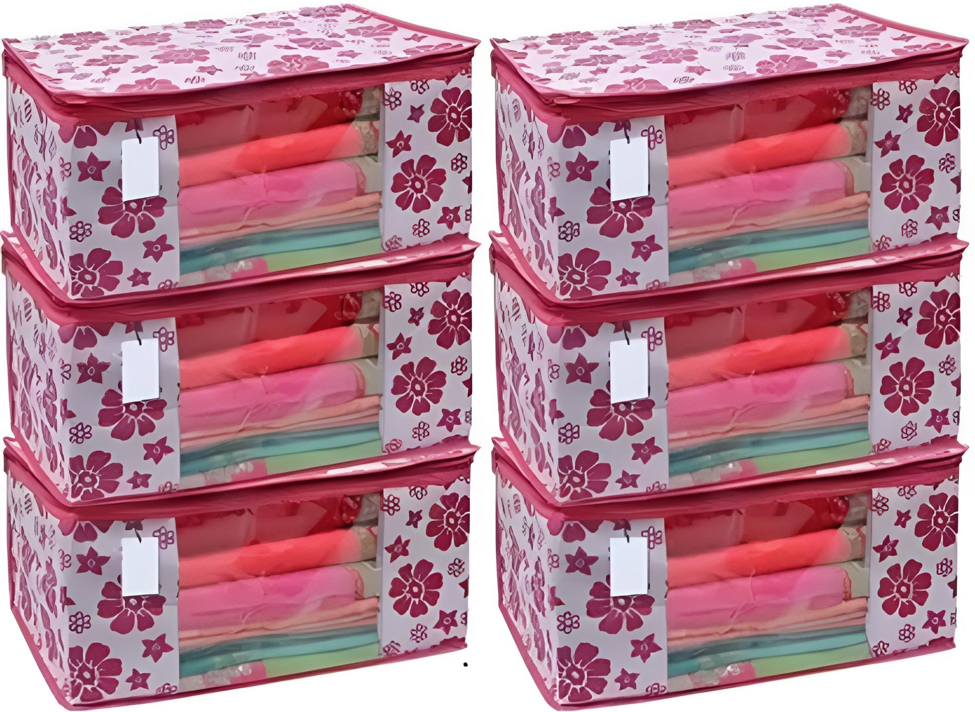 khodalfashionn1 Flower Print Pink Fabric Storage Bag with Zip Luggage Trolley-picture-43