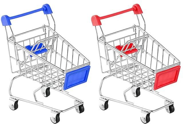 2pcs miniature trolley mini shopping cart supermarket handcart shopping cart luggage trolley