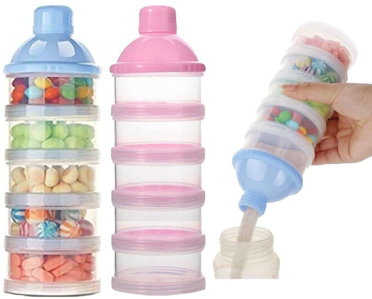Stackable Baby Milk Powder Dispenser, 5-Layer BPA-Free Formula Storage Container Diaper Bag Dispenser