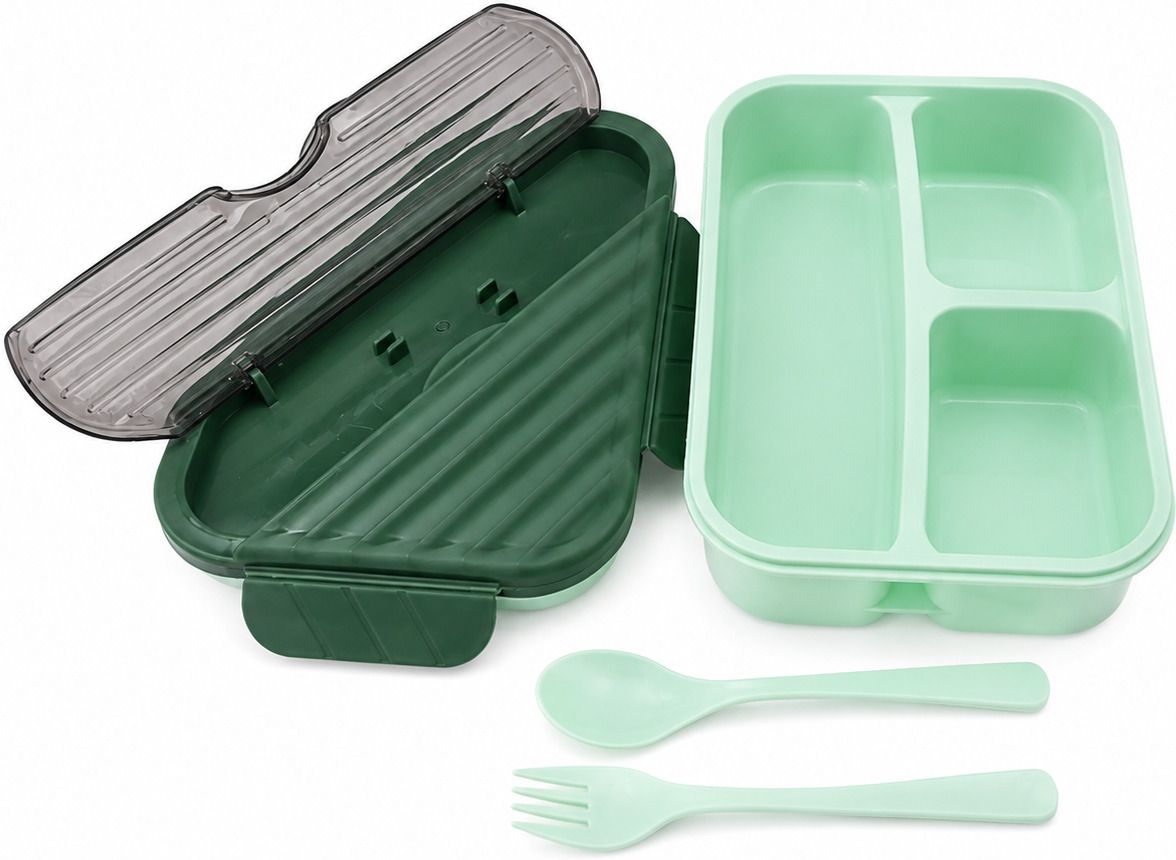 Durable Side Locking Student Canteen Tiffin 3 Containers Plastic School Lunch Box-image-26