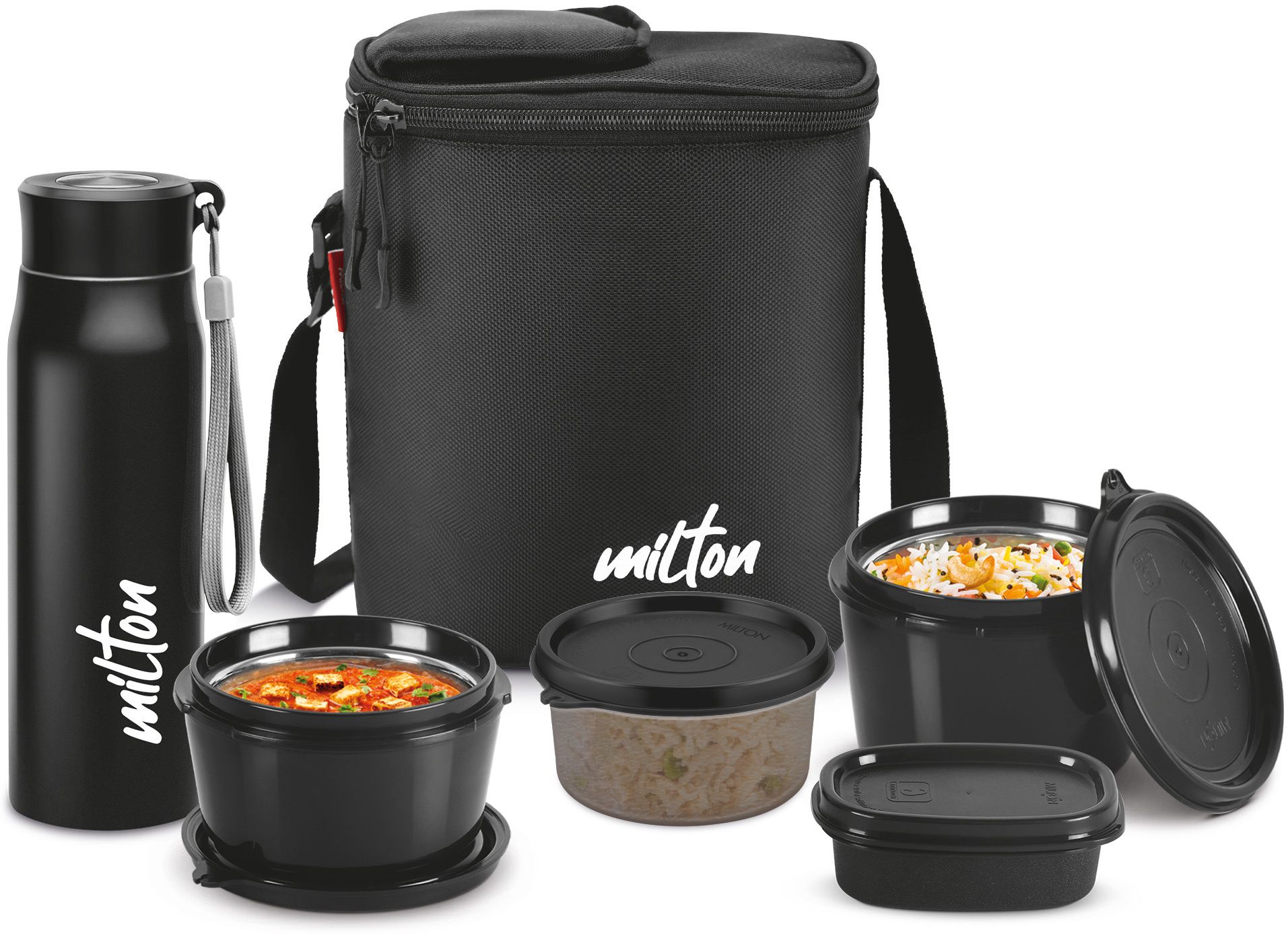 Max Meal 2Microwave Safe Inner Steel & 1 Plastic Containers, Bottle, 1 Small Box 4 Containers Lunch Box-image-36