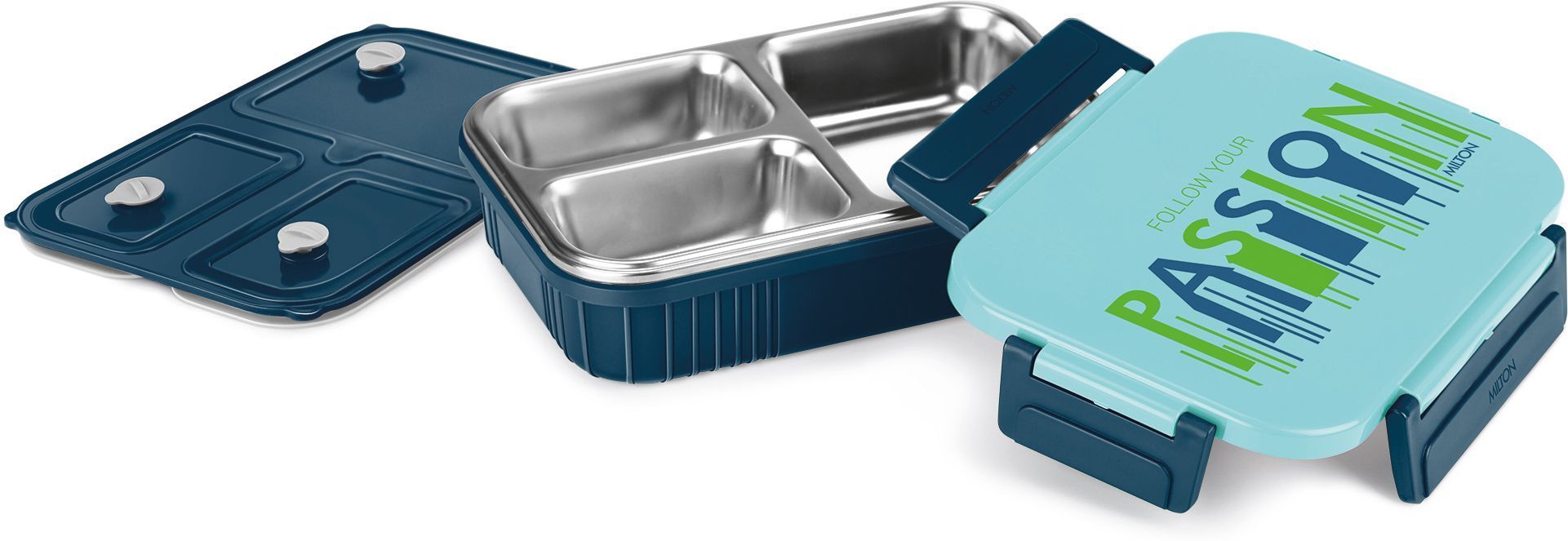 Meal Safe 3 Inner Stainless Steel Tiffin Box for School, 630 ml, Dark Blue 3 Containers Plastic School Lunch Box-image-23