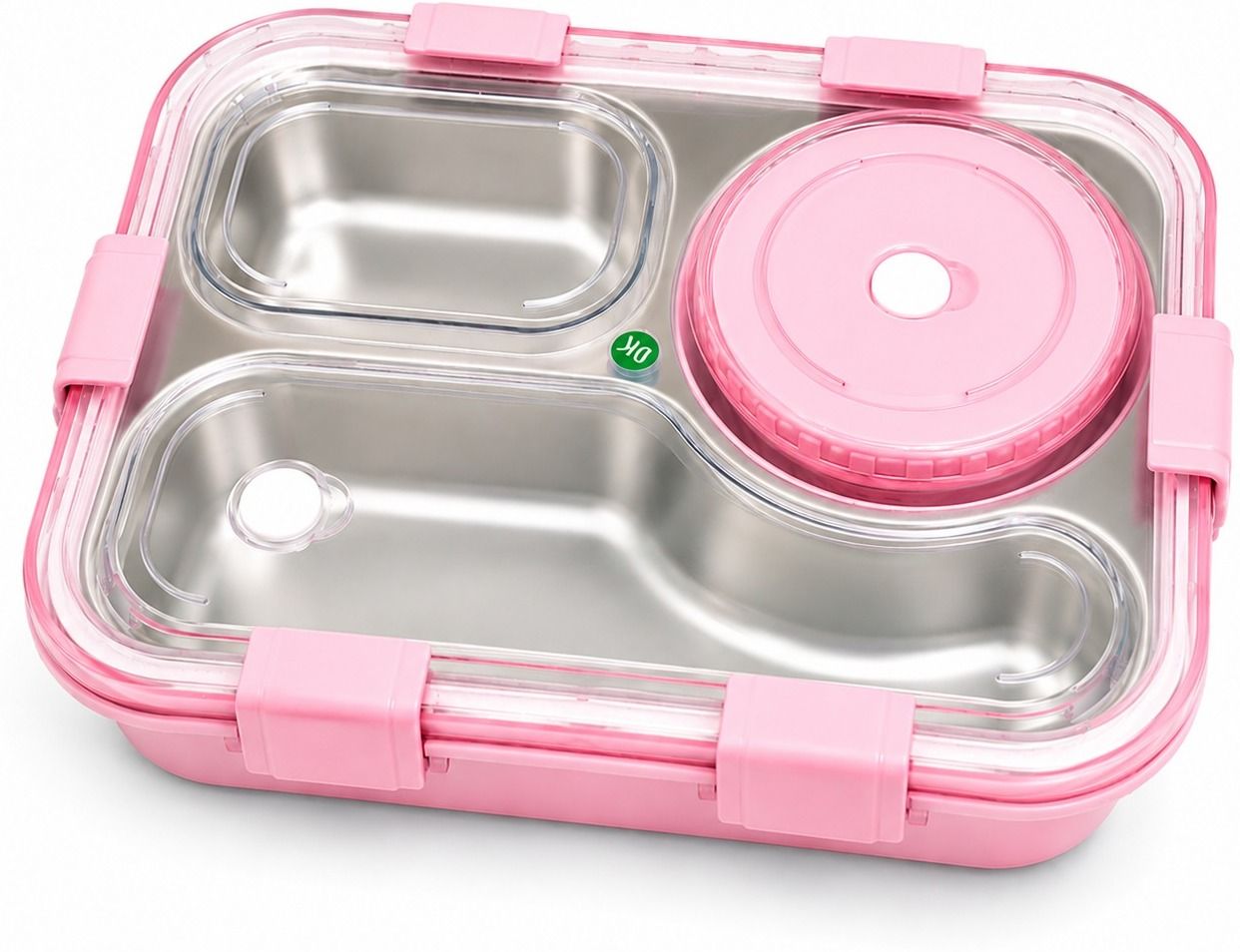 Leakproof Stainless Steel Lunch Box with Compartments and Sauce 3 Containers Stainless Steel School Lunch Box-image-4