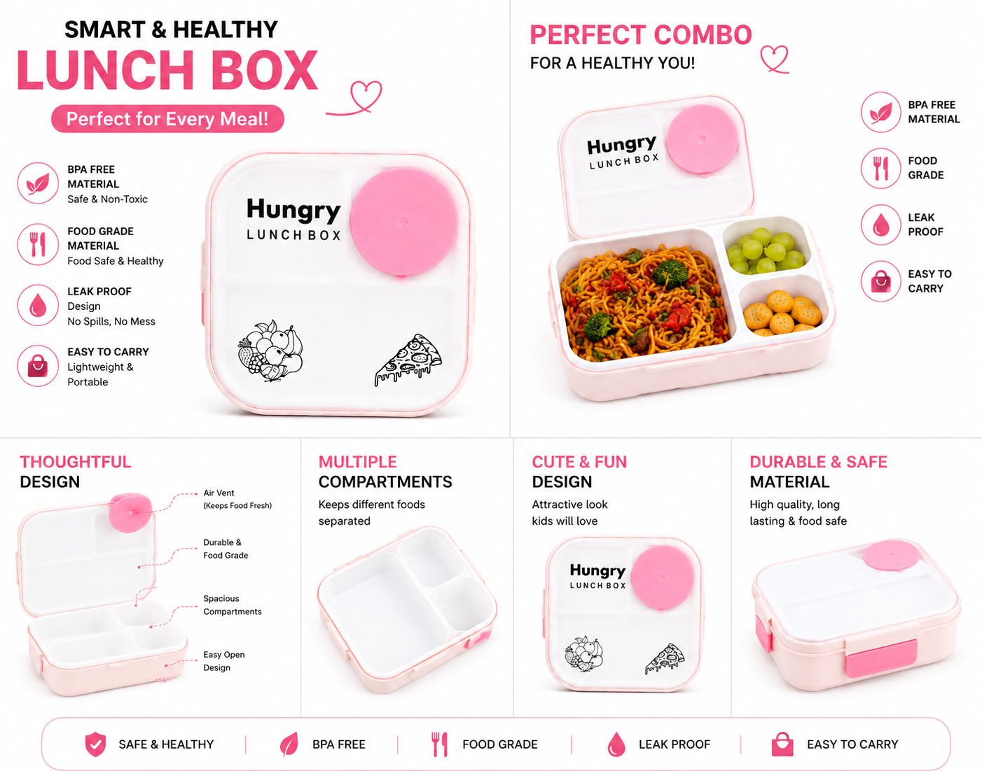 PI hungry 3 Containers Plastic School Lunch Box-image-37