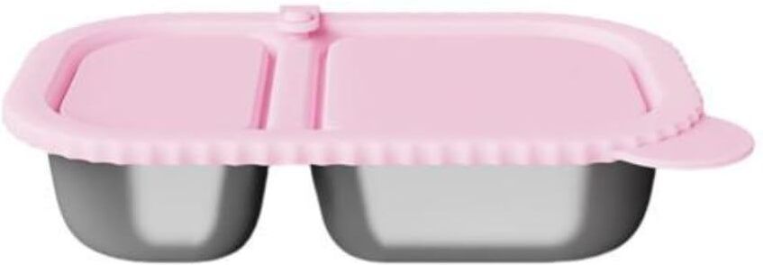 Stainless Steel Lunch Box with Silicone Lid, 2-Compartment Steel Box Pink 2 Containers Stainless Steel School Lunch Box-image-18