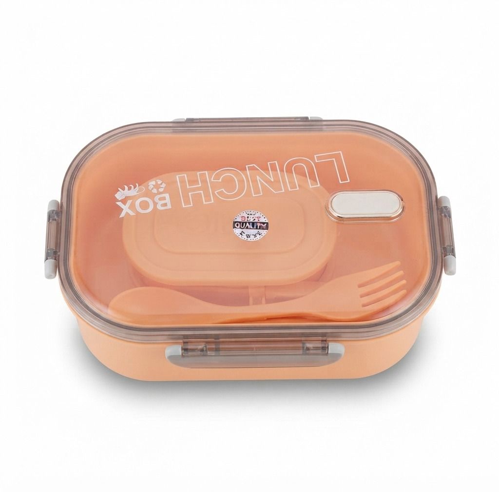 2 Compartment Lunch Box With Spoon Fork 2 Containers Plastic School Lunch Box-image-21