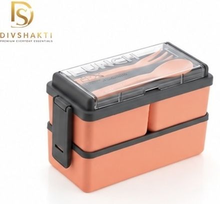 divshakti Lunch Box DS4 2 Containers Plastic Office Lunch Box-picture-15