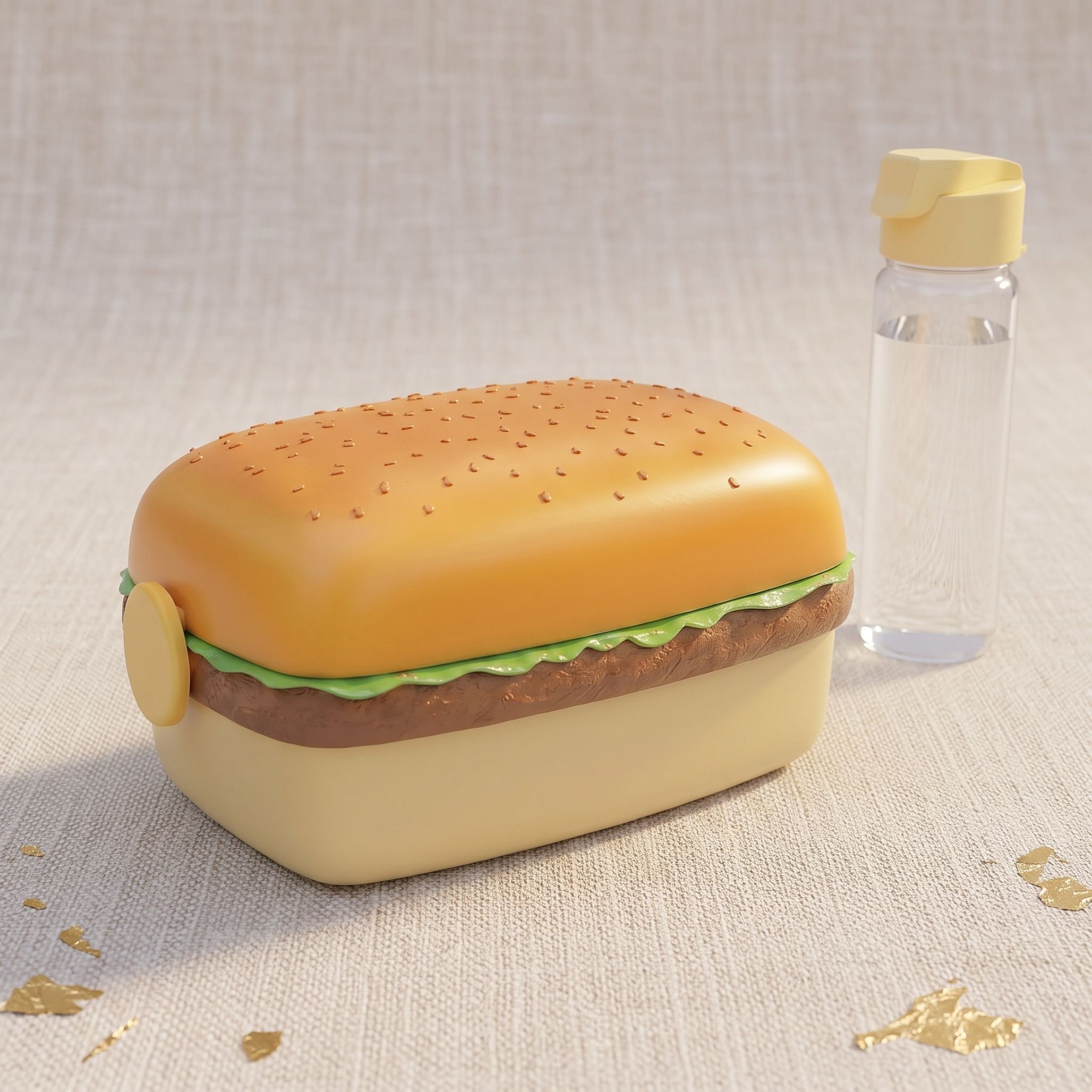 3D Hamburger Design Kids Lunch Box with Clear Bottle Combo 3 Containers Plastic School Lunch Box-image-18