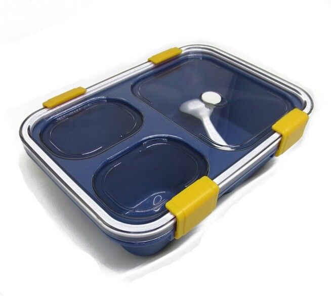 School Kids Lunch Box 3 Compartment Lunch (1 PCS -Multicolor) 1 Containers Plastic School Lunch Box-image-15