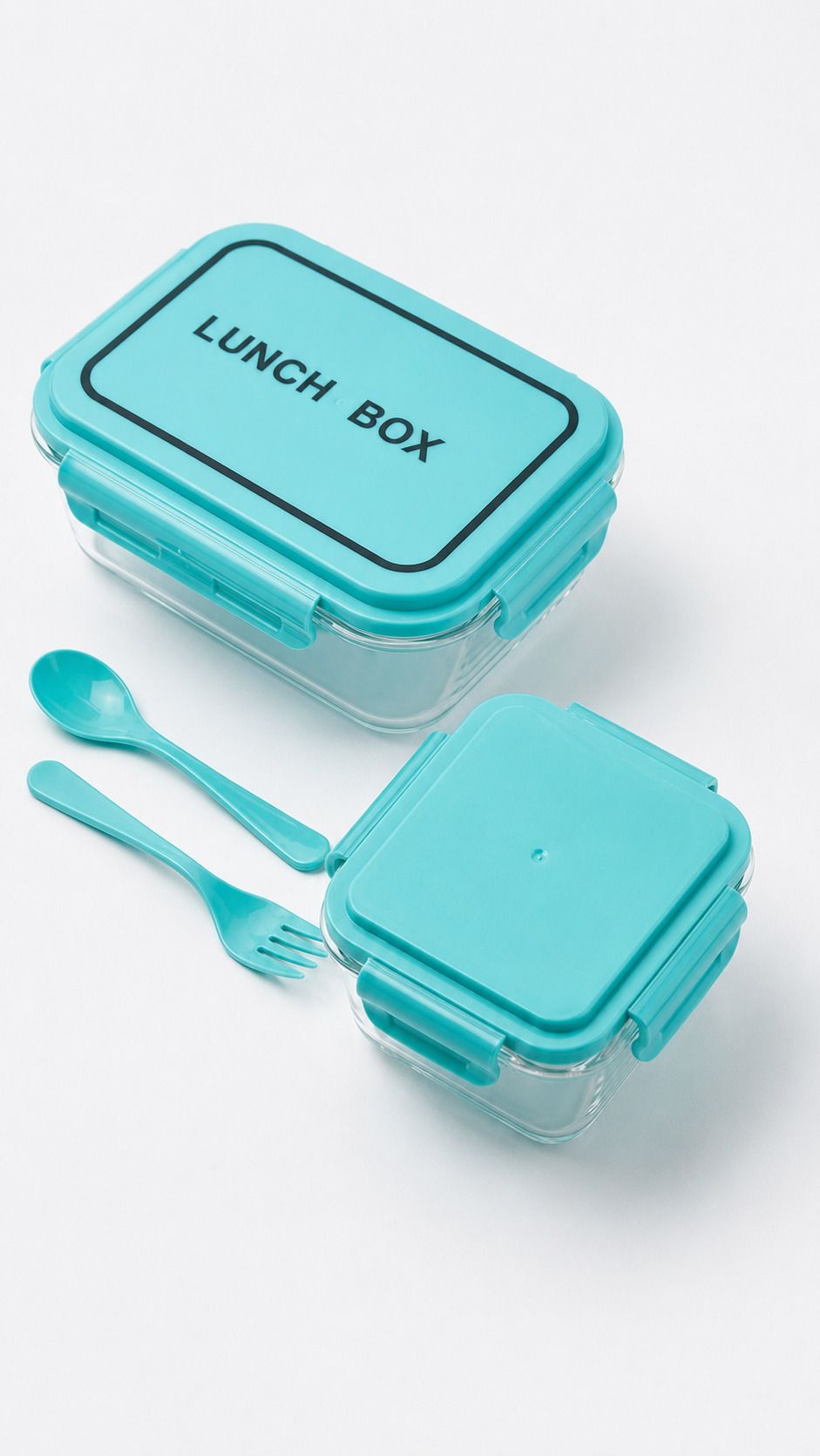 Premium Quality Transparent Lunch Box set - Airtight and Leakprof 2 Containers Plastic School Lunch Box-image-49