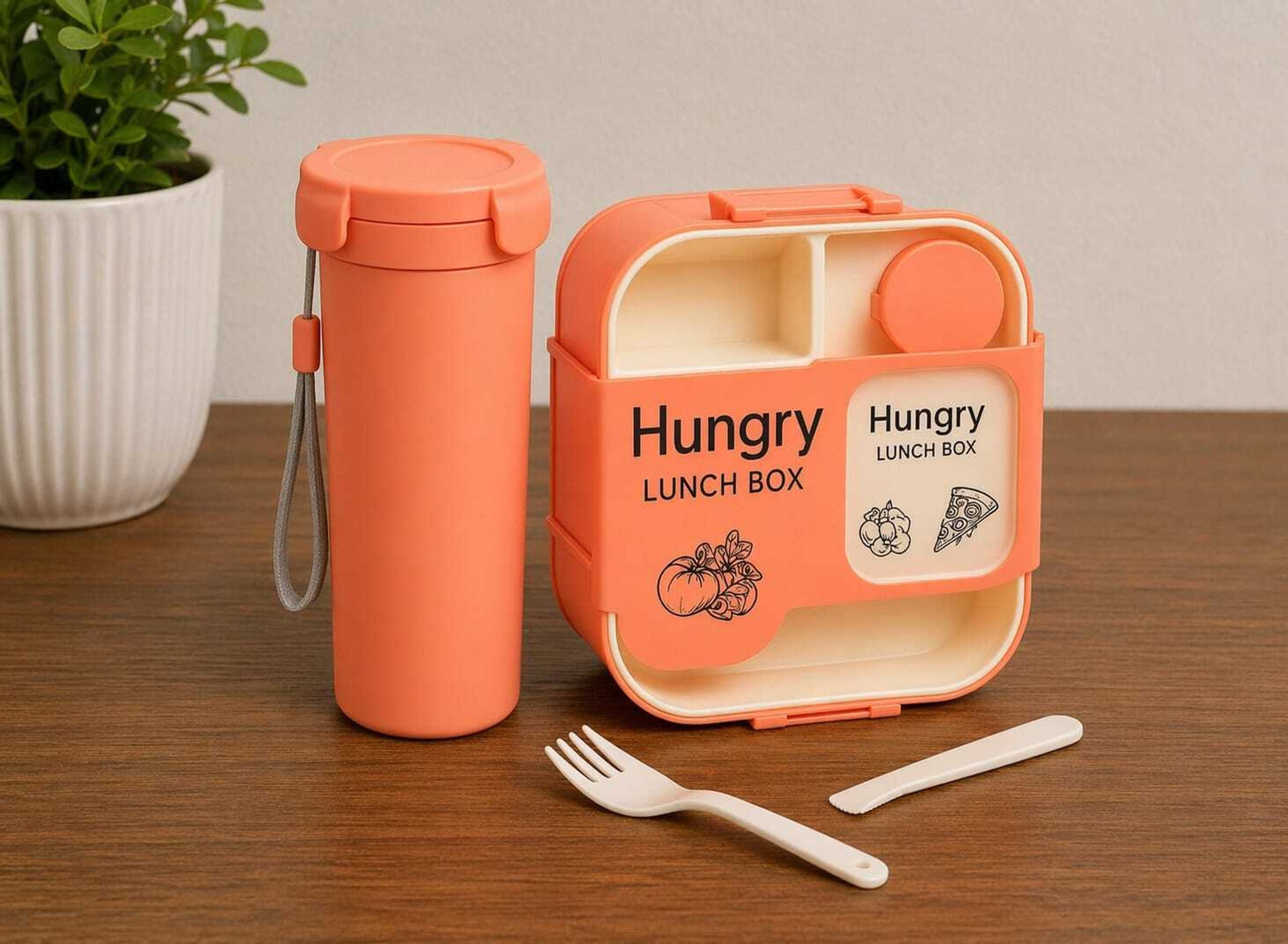 Kids Lunch Box (1300 ml) and 1 Bottle (400ml) Lunch Box 3 Containers Plastic School Lunch Box-image-32