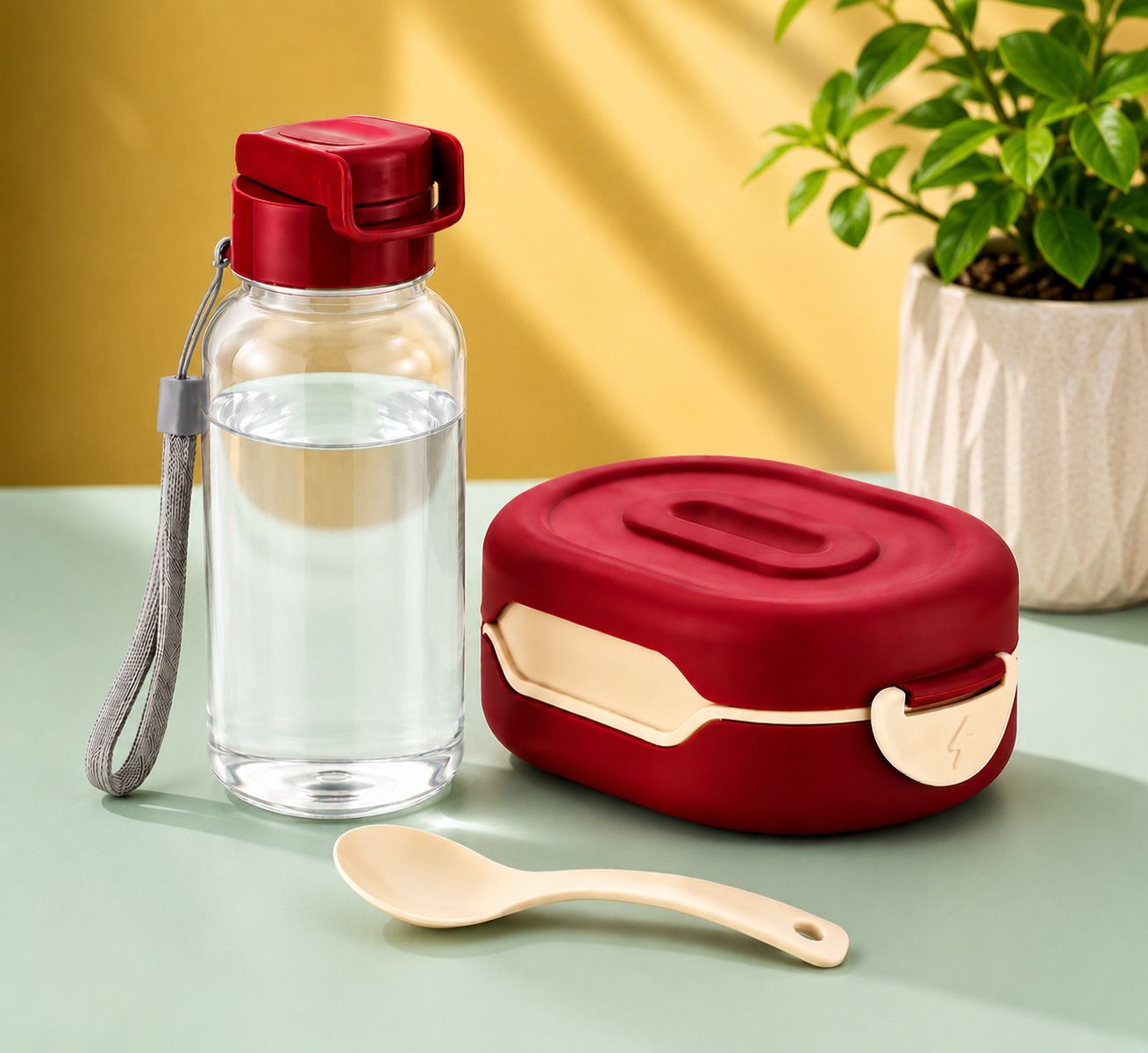 urbanplast Leakproof Meal Storage Lunch Box with Water Bottle 1 Containers Plastic School Lunch Box-picture-30