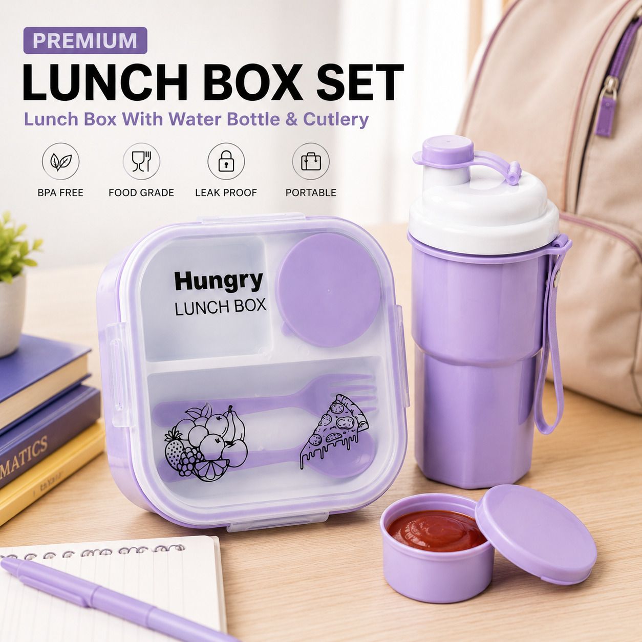 nms store Lunch Box with Matching Bottle Set | Multicolour 3 Containers Plastic School Lunch Box-picture-10