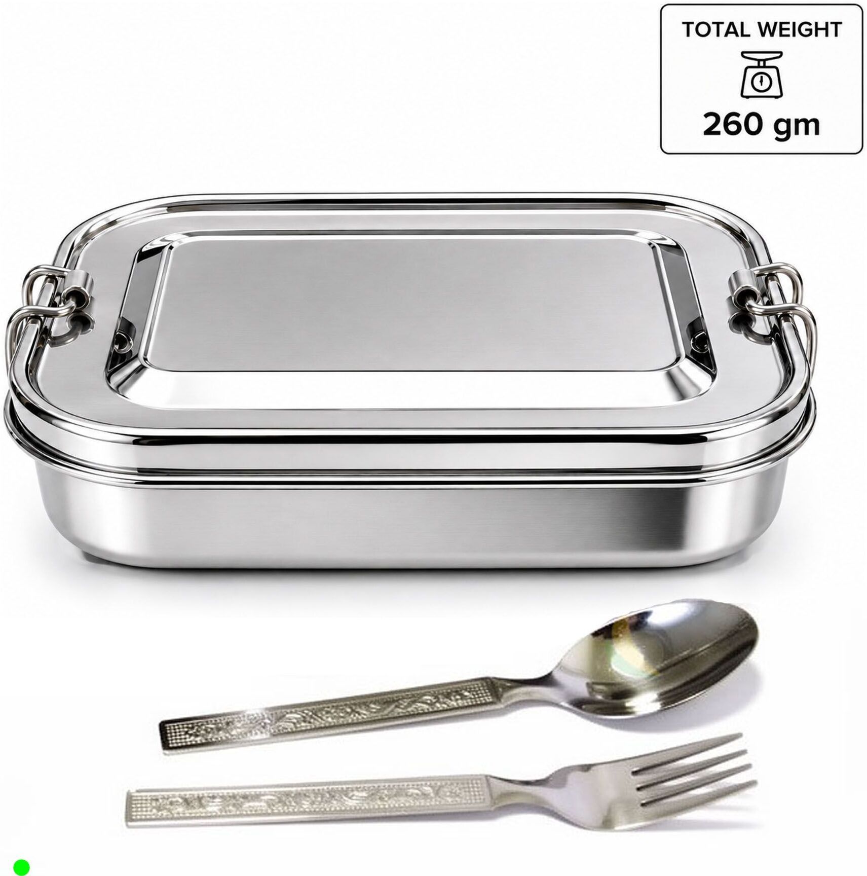 Steel Lunch Box with Spoon Fork Multipurpose Use 2 Containers Stainless Steel School Lunch Box-image-8