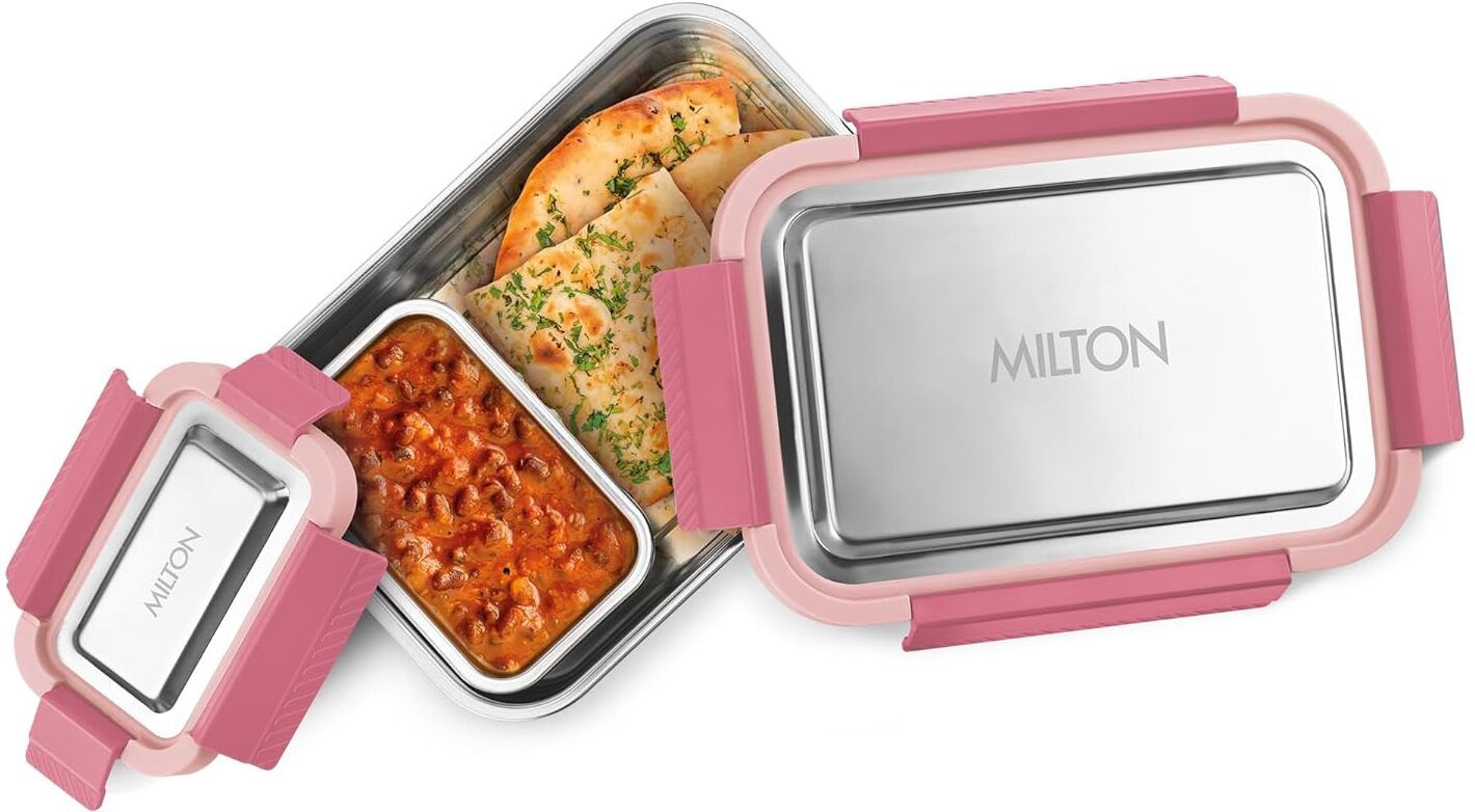 milton Modern Meal Sr. Stainless Steel Tiffin, Set of 2 (950 ml,150 ml) 2 Containers Stainless Steel School Lunch Box-picture-30