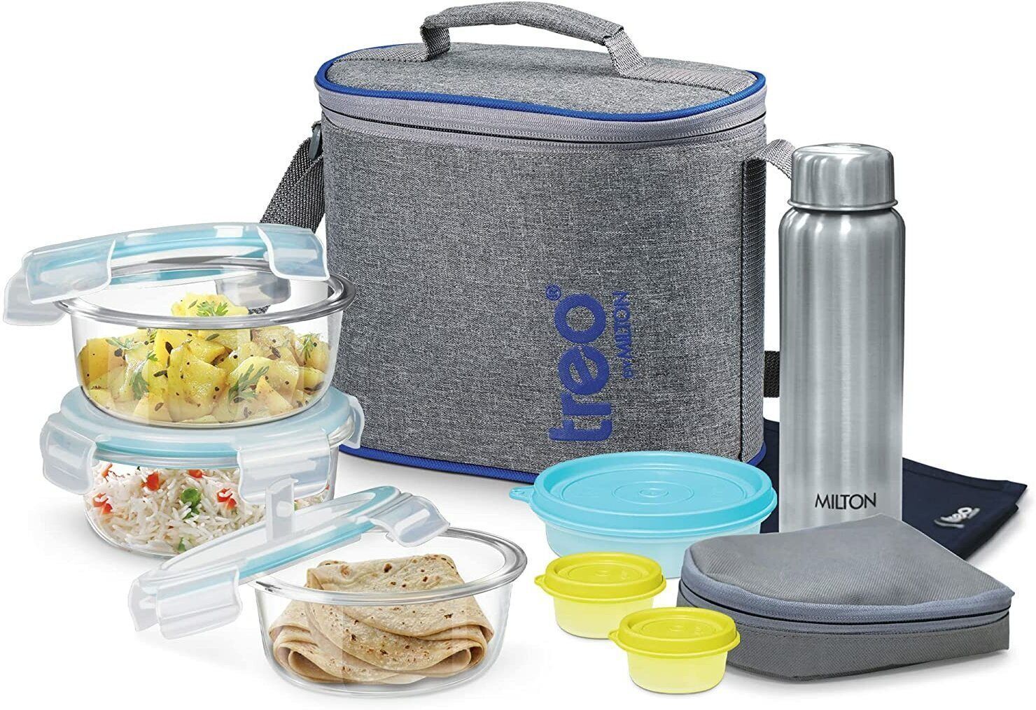 treo All Fresh Premier Glass Tiffin Set of 8, Microwave Safe, Dishwasher safe 6 Containers Lunch Box-picture-15
