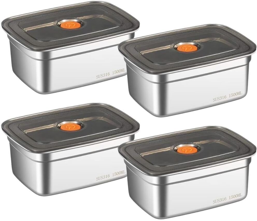 316 Stainless Steel Fridge Storage Box 1500ml Airtight Leakproof food container Storage Box-image-19