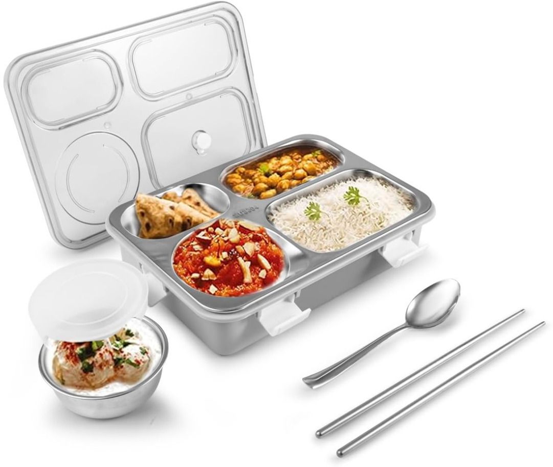 4 Compartment 304 Stainless Steel Lunch Box with Leak-Proof Lid 4 Containers Lunch Box-image-32