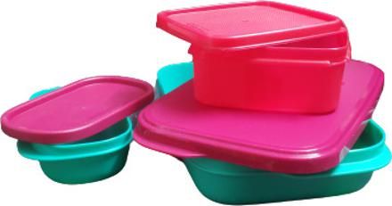 tupperware My lunch plastic container 590ml + 120ml with 1pc container free 400ml 3 Containers Plastic Office Lunch Box-picture-0