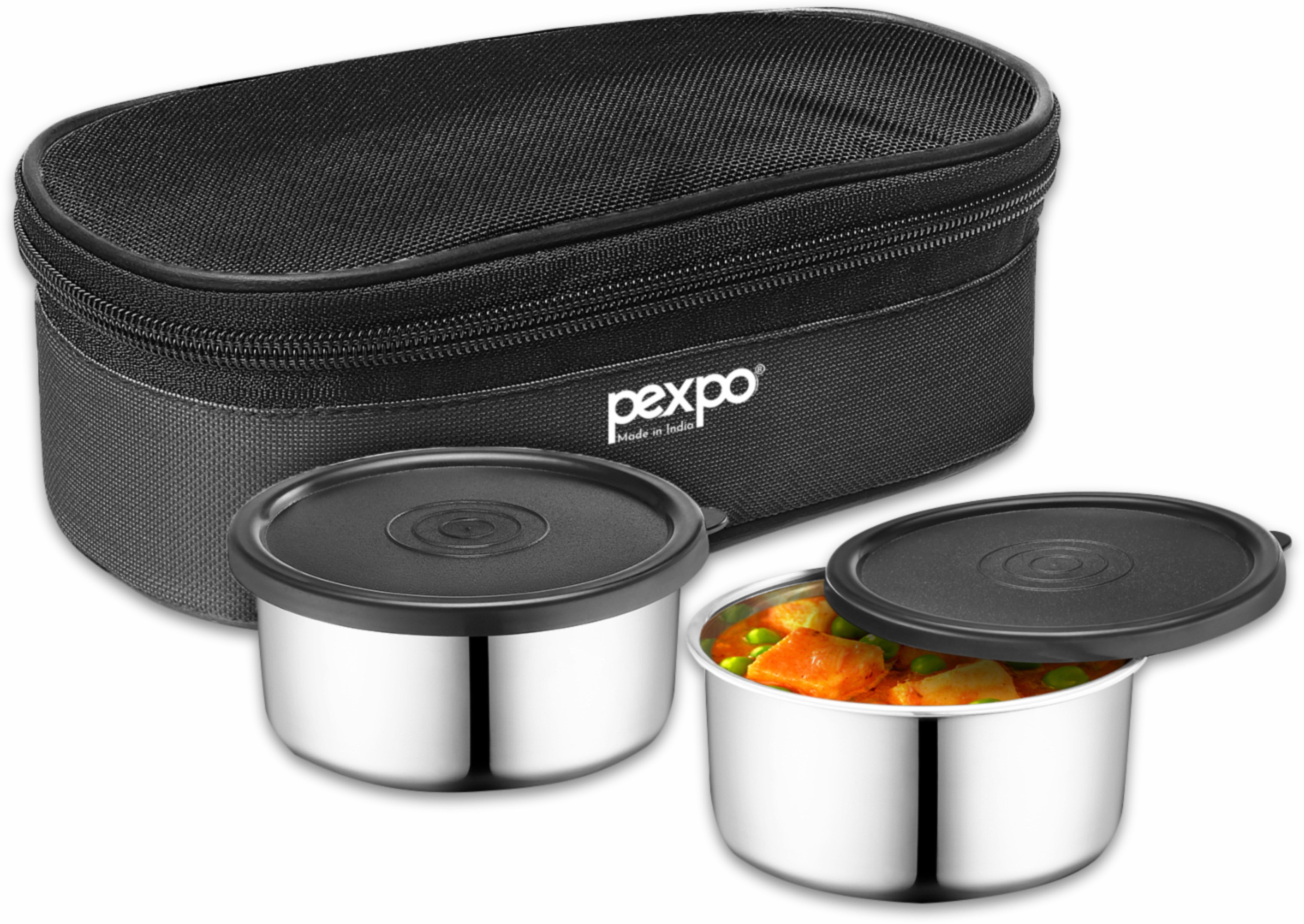 pexpo Nano Stainless Steel Lunch Box With Cover Bag and Leakproof Air-Tight 2 Containers Lunch Box-picture-17