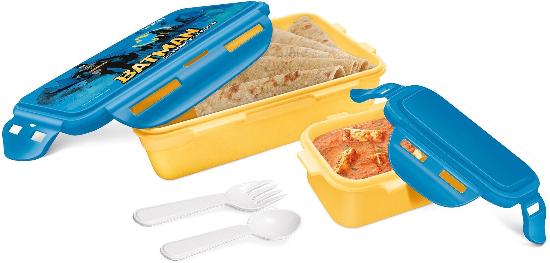 Mini Fun Treat Super Plastic Tiffin Box for Kids, Dark Yellow 2 Containers Lunch Box-image-6