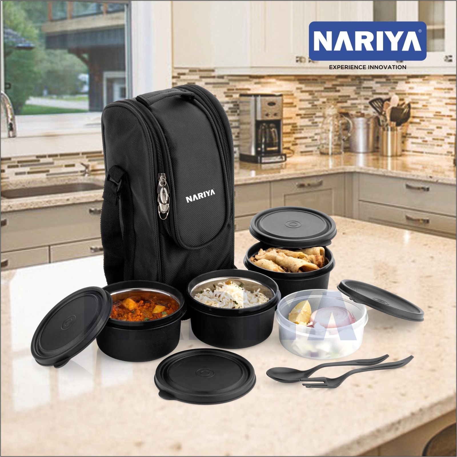 4 CONTAINER LUNCHBOX SET WITH SPOON AND FORK AND AMAZING BAG 4 Containers Stainless Steel Office Lunch Box-image-15