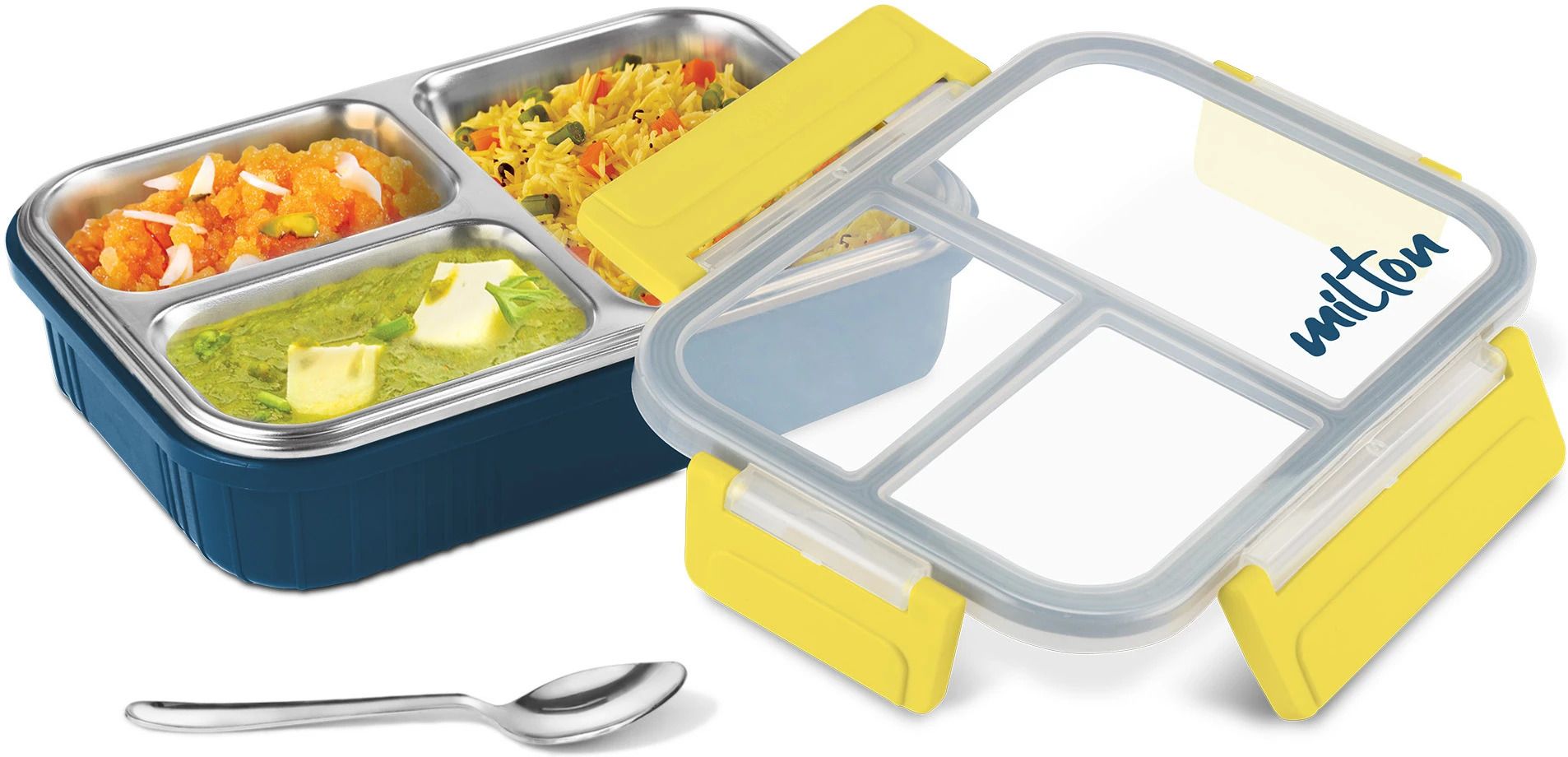 Fun Feast 3 Inner Stainless Steel with PU Insulation, 3 Compartment, Dark Blue 1 Containers Lunch Box-image-27