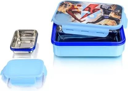900Ml School Tiffin Box Thermoware Steel & Plastic Insulated with Inner Katori 2 Containers Stainless Steel, Polypropylene School Lunch Box-image-29