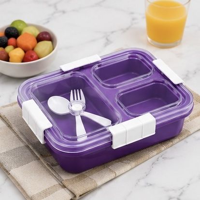 divshakti 3 Compartment Lunch Box 129 3 Containers Plastic School Lunch Box-picture-22