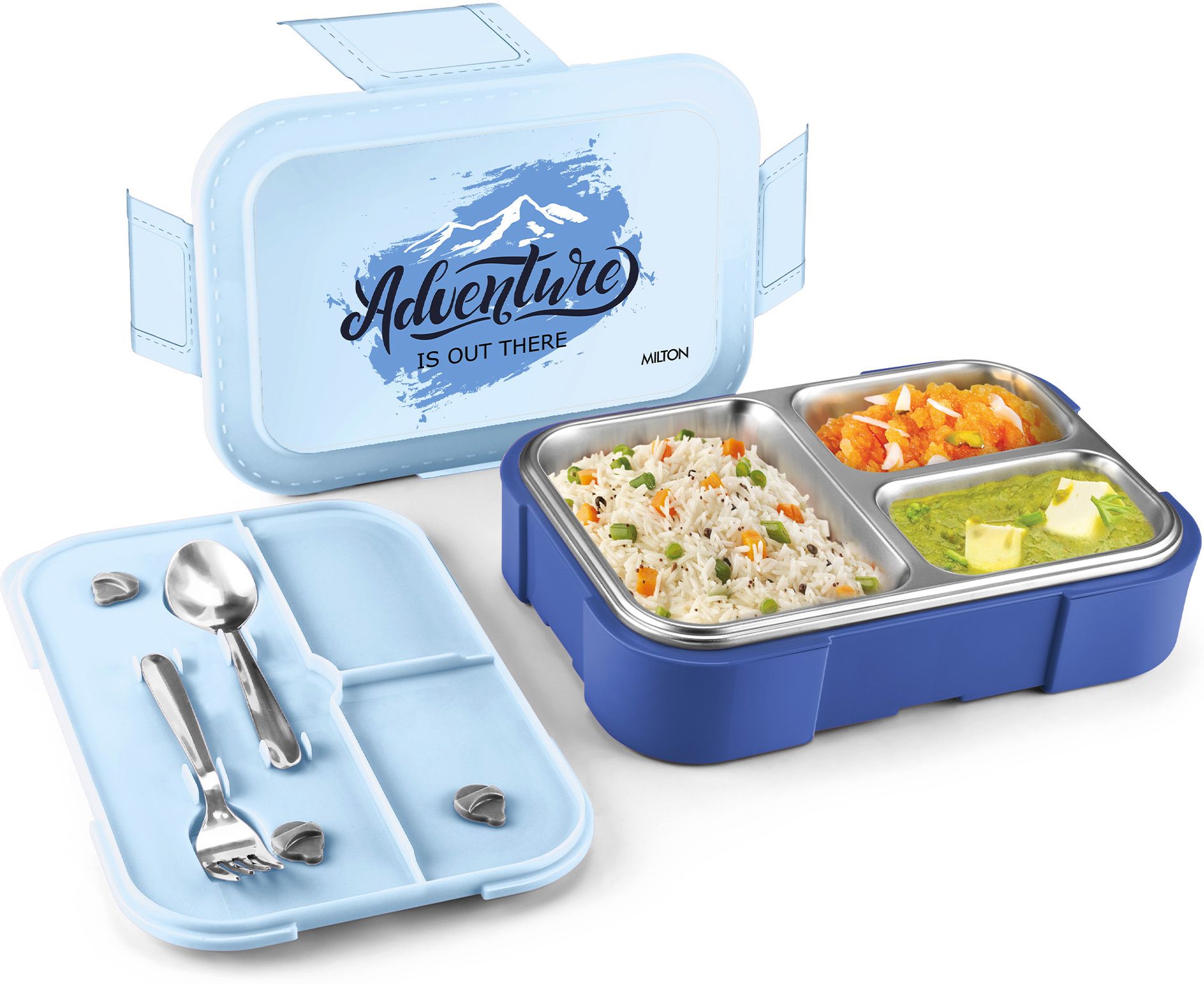 Bravo 3 Stainless Steel Tiffin Box, 3 Partition, Leak-Proof Lunch Box for Kids 1 Containers Stainless Steel School Lunch Box-image-11