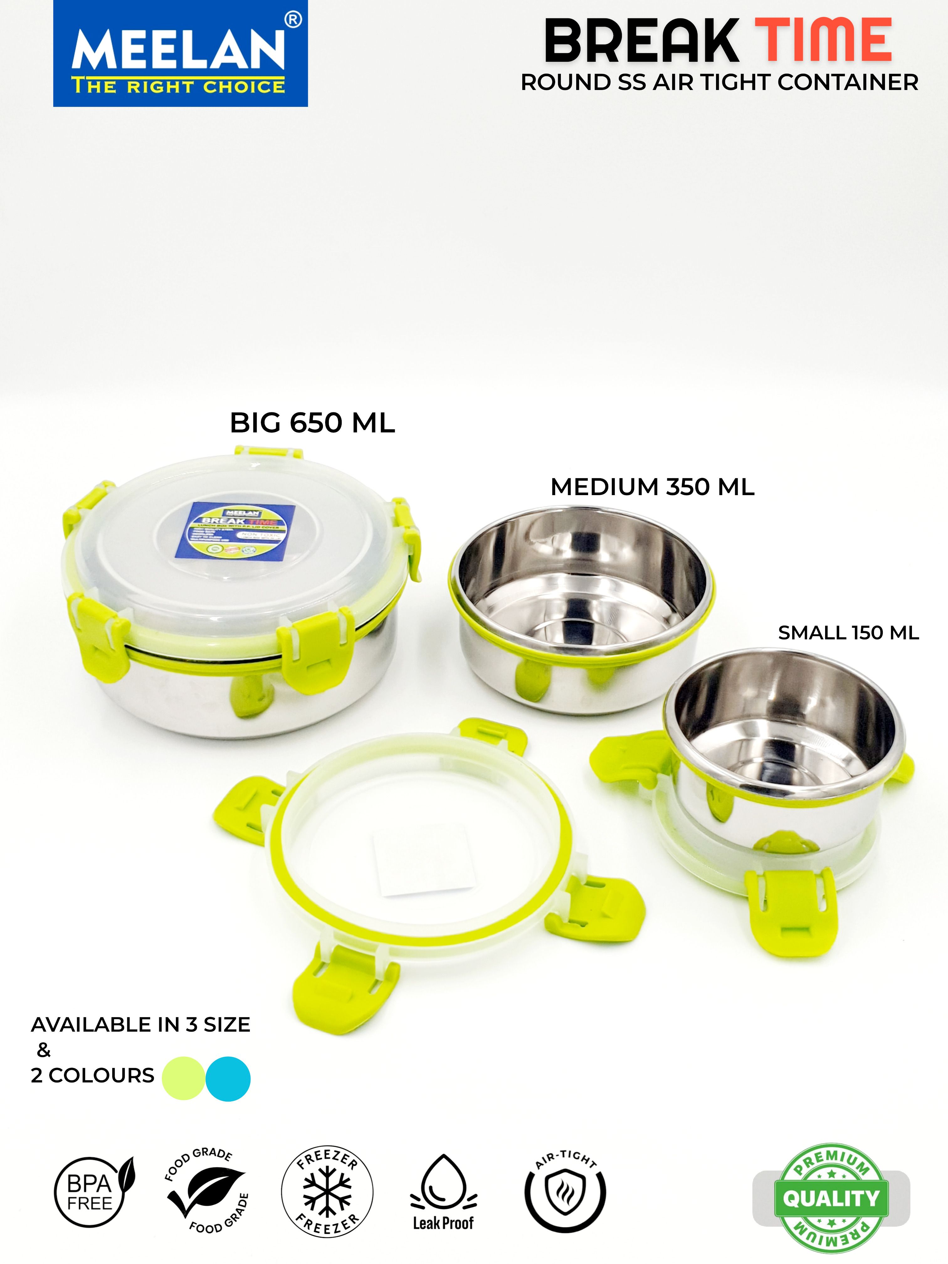 Leak Proof Click & Seal Lock Stainless Steel Storage/Air Tight Tiffin Container 3 Containers Lunch Box-image-6