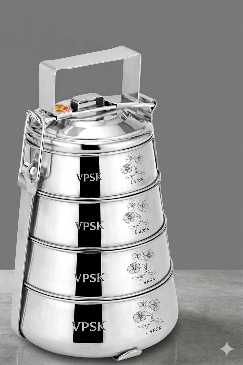 4TierSteeltiffinwithStrong LockHandle|Rust|Leak|Durable|Useful for,Travel,School 4 Containers Stainless Steel College Lunch Box-image-47